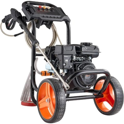 Benzine hogedrukreiniger 2900 PSI en Max 7 L/min, Verbeterde Aluminium Pomp met Spuitpistool en Lans, 4-delige Mondstukset, Laag Profiel Power Washer voor Auto's, Hekken,
