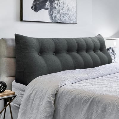 Driehoekig Wigkussen - Leeskussen Rugsteun - Comfortabel Lezen - Afneembare Hoes - 180 cm - Antraciet