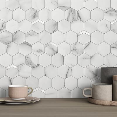 Dailygoods- Zelfklevende Tegels Zeshoekig - Marmeren Tegelstickers - Wandtegels Keuken - Wandtegels Badkamer - Mozaïek Tegels Waterdicht - 36 Vellen 3D Design