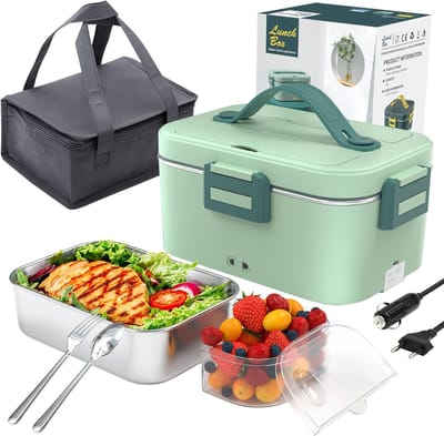 TIM® Elektrische Lunchbox - Lunchbox Elektrisch - Broodtrommel Elektrisch - 3 in 1 - 1,8L- Lichtgroen - 24cm x 17cm x 12cm
