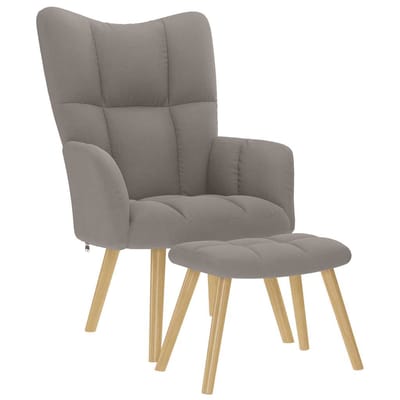 vidaXL - Relaxstoel - met - voetenbank - stof - taupe