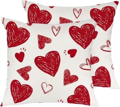 Decoratieve Kussenslopen voor Valentijnsdag 12x20 Inch Set van 2, Rode Hartjes voor Sofa en Huisdecoratie
