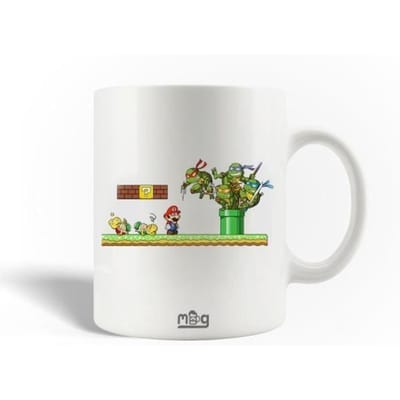 Mug - MANIACASE - Super Mario et Tortues Ninja - Céramique - Blanc - Compatible lave-vaisselle blanc