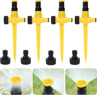 4 Paar Tuin Sprinklers, 360° Irrigatiesysteem, Automatische Waterbesproeiing, Verstelbare Spuitkop, Snel Koppelen, Efficiënte Tuinbesproeiing, Ideaal voor Gras en Planten