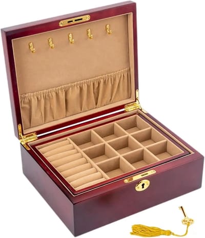 Sieradenkist - Opbergdoos Organizer - Sieraden Opbergen - Dubbele Laag - 28 cm - Houtkleur