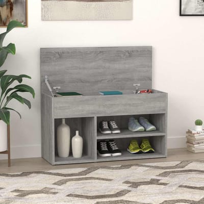 vidaXL - Schoenenbank - 80x30x45 - cm - bewerkt - hout - grijs - sonoma - eikenkleurig