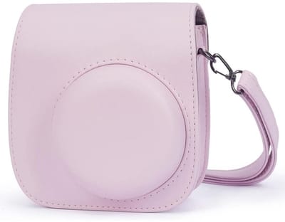 GELLDG Cameratas - Camera-organizer - Geschikt voor Fujifilm Instax Mini 12/11 camera's - Hoogwaardige leren cameratas - Met vakken en een afneembare, verstelbare schouderriem - Roze