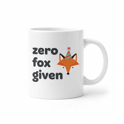 Zero Fox Given Mok – Grappige Vos Tekst Koffiemok met Feesthoed Design – 330 ml Keramische Mok