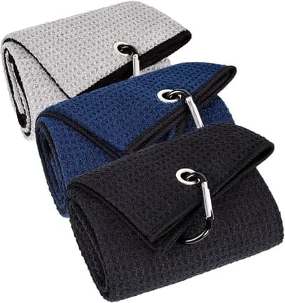 Livano Golf Handdoek - Golfhanddoek - Golf Accessoires - Towel - Comfortabel - Zwart+Grijs+Blauw