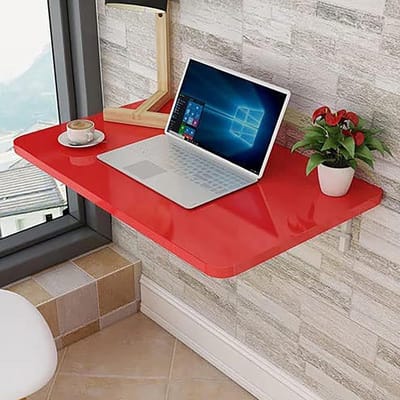 Opvouwbare Eettafel - Wandbureau Klaptafel - Ruimtebesparend Werken - Veiligheidsstructuur - 120x50cm - Rood
