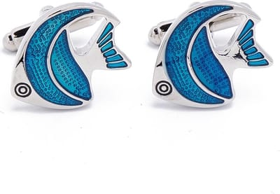 Manchetknopen - Vis Vissen Maanvis Blauw en Zilver
