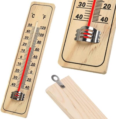 Buitenthermometer Hout - Thermometer Tuin - Temperatuurmeter voor Binnen en Buiten