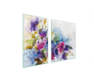 TMK ArtDeko Kwiaty Serie - Glazen Snijplank - Bescherming Voor Fornuis - 100x52 cm - Krasbestendig