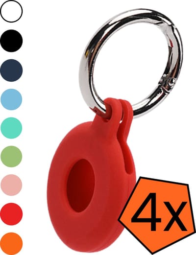 Hoesje Geschikt voor Apple AirTag 2e generatie Sleutelhanger Hoes Siliconen Hoesje - Siliconen Hoesje Geschikt voor Apple AirTag 2 - Sleutelhanger Hoesje - Rood - 4 PACK