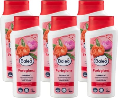 Balea Shampoo Kleurglans - 6x 300 ml - Gekleurd haar Haarshampoo | Siliconenvrij - Veganistisch - Aloë Vera | VOORDEELVERPAKKING