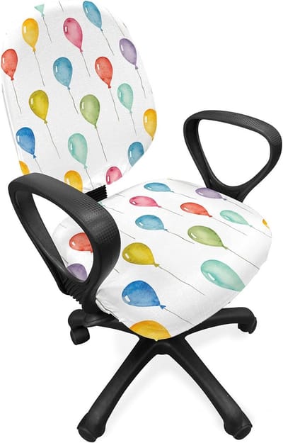 ABAKUHAUS Kids Bureaustoel Onderbekleding, Kleurrijke Ballonnen, Decoratieve Beschermhoes van Rekstof, Meerkleurige