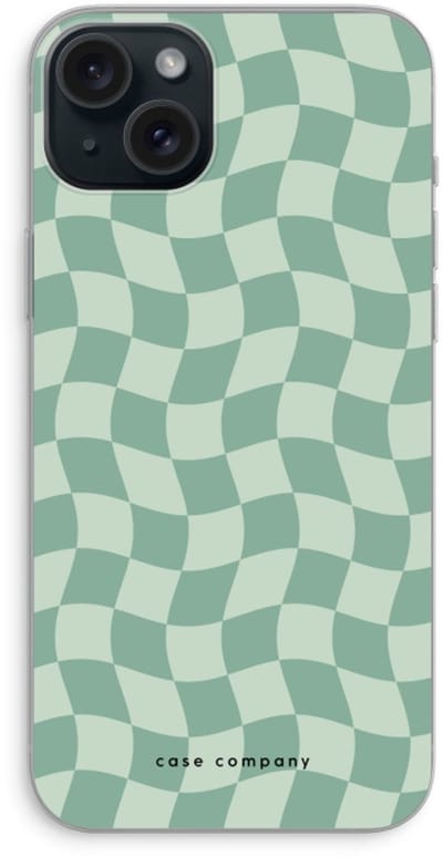 Case Company® - Hoesje geschikt voor iPhone 15 Plus hoesje - Grid Groen - Soft Cover Telefoonhoesje - Bescherming aan alle Kanten en Schermrand