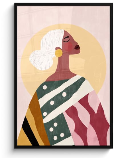 Poster in lijst - Fotolijst 80x120 cm - Posters - Vrouw - Zon - Kleurrijk - Posterlijst zwart - Decoratie - Wanddecoratie woonkamer - Muurdecoratie slaapkamer