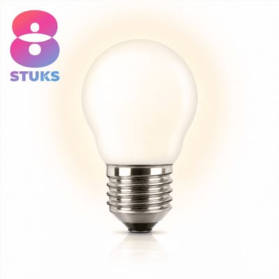 8x Kogel Gloeilamp E27 - 40W - Warm Wit Licht (2700K) - 300 lm - 1 jaar - Dimbaar