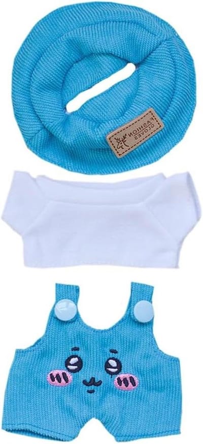 Pop Kleding Set - Poppenoutfit Pluche Speelgoed - Poppen Aankleden - 3-Delige Set - 15-17 cm - Blauw