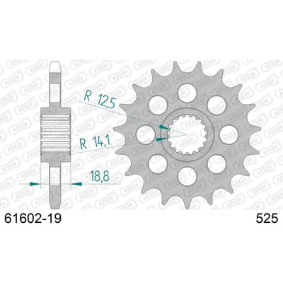 Stalen motortandwiel voor Afam 525 19 dents