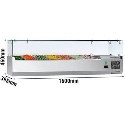 GGM Gastro Kühlaufsatzvitrine ECO - 1600x395mm - 7x GN 1/3 Zilver