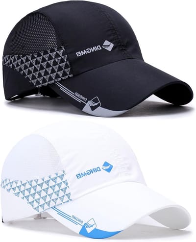 Verstelbare honkbalpet voor dames en heren, 2 stuks, ademend mesh, UV-bescherming, sneldrogend, sportpet voor hardlopen, vissen, strand en golfactiviteiten