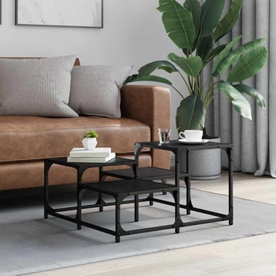vidaXL - Salontafel - 68x68x40 - cm - bewerkt - hout - zwart