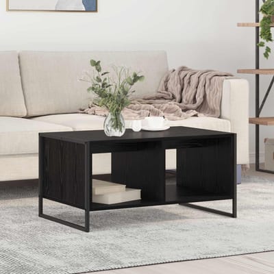 vidaXL - Salontafel - Zwart - Eiken - 80 - x - 50 - x - 40 - cm - Bewerkt - hout