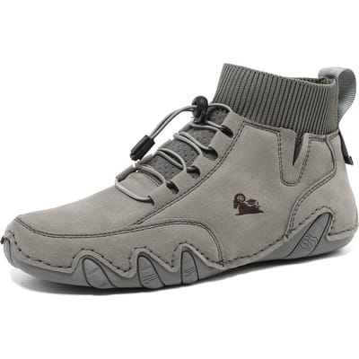 Koppel Casual Leren Laarzen Vier Seizoenen Heren- en Dames plus size Outdoor Sporten Zachte Zool Schoenen Mode Antislip Hardloopschoen 48 gray