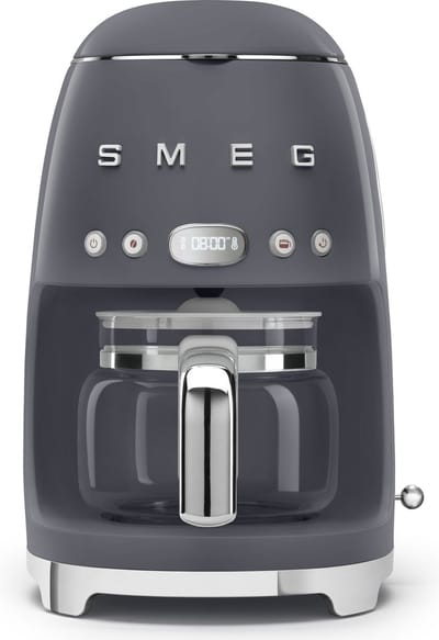 SMEG DCF02GREU Filterkoffiemachine - Koffiezetapparaat - 10 Koppen - Warmhoudfunctie 40 min - Aroma Instelling - Programmeerbare Startfunctie - 50’s Style - Leigrijs