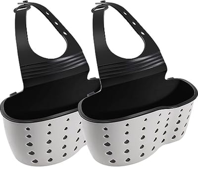 Aanrecht Caddy Sponshouder - Verstelbare Organizer voor Spons met Afvoergaten - Keuken Accessoires (2 Stuks)