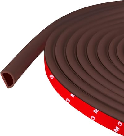 SnelShoppen - Weather Strip voor Deur Seal, Zelfklevende Siliconen D Vorm Flexibele Sealing Strip, 6m Lang, Bruin, 9mm W×6mm D, Voor Deur- en Raamafdi