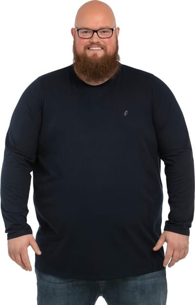 Alca Fashion - Heren Longsleeve Ronde Hals - Navy 4XL - Grote Maten Heren - Katoen-Stretch