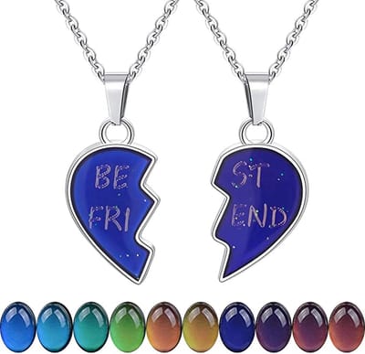 Bixorp Friends BFF Ketting voor 2 met Hartje - Verandert van kleur! - Zilverkleurig - Vriendschapsketting