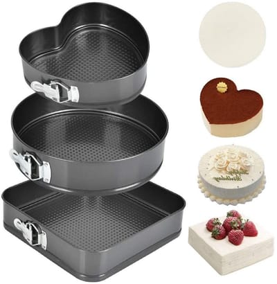 Dailygoods- Springvormset 3-delig - Koolstofstaal - Antiaanbaklaag - Roestvrij staal - Dubbele Coating - Voor Desserts - Bakvormset