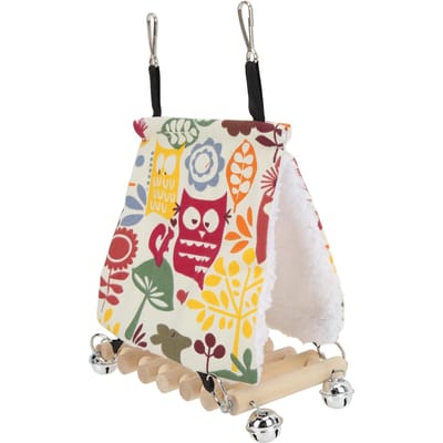 Vogelhangmat Brug Winter Warm Hangend Vogelhuisje met Bel voor Papegaai Huisdier white