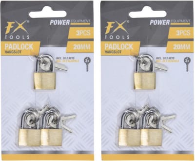 Set van 6x hangsloten 20mm koper - 2 x 1 x 4 cm - Hangslotjes