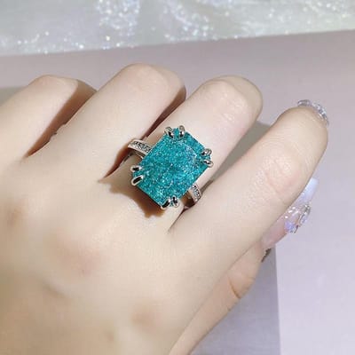 Nieuwste ijbloem edelsteen ring zilver mode paraiba kubieke zirconia ring party verloving sieraden cadeau 6 gray