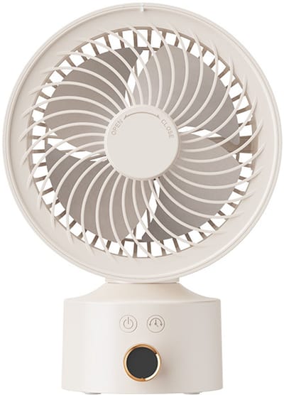 Bureauventilator, kleine oscillerende ventilator voor de slaapkamer, 23 cm stille bureauventilator, 3 windsnelheden, 4-uurs timer, oplaadbaar, geschikt voor kantoor/slaapzaal/kamer - abrikoos