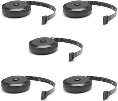 Meetlint Set - Lichaamsmaat Lint - Nauwkeurig Meten - Dubbelzijdig Bedrukt - 5 Stuks - Zwart