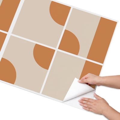 Coloray Meubel Wrap Folie - Beige Meubelfolie - 75x150 cm - Decoratiefolie Zelfklevend Vintage vormen - Meubelfolie Zelfklevend - Minimalist Meubelfolie - Wrapfolie Keuken - Wanddecoratie - Geometrische