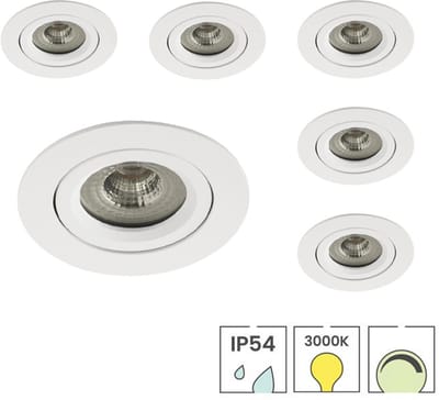 Lybardo - Lage Inbouwspots - 6-pack - 5W - Dimbaar - Waterdicht - Spotjes Inbouw