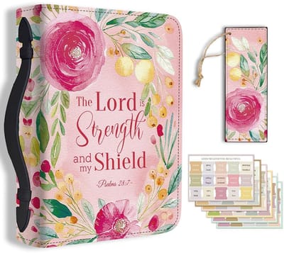 Dailygoods- Bijbelcover Rozen Design - PU Lederen Case - Draagtas voor Mannen/Vrouwen - Inclusief Boekenlegger - 5 Vellen Index Stickers - Groot Formaat 28,5cm x 20,3cm x 5,9cm - Bijbeltas