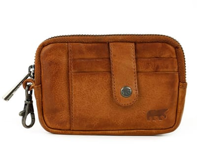 Bear Design Maise Leren Sleuteletui / Ritsportemonnee - Cognac