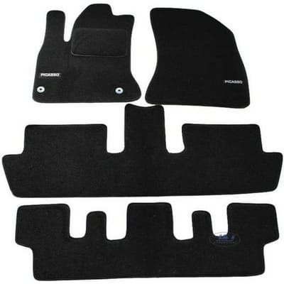 Logo Tapis De Sol Noir Velours Sur Mesure Pour Citroen C4 Grand Picasso 2006-2013 7-Seats 4pcs, Base Antidérapante noir