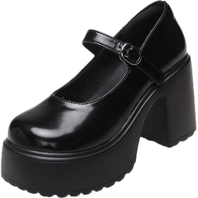 Mode Witte Platform Pompen voor Vrouwen Super Hoge Hakken Gesp Mary Jane Schoenen Vrouw Goth Dikke Hakken Feestschoenen Dames 38 zwart