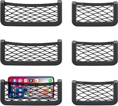 Car boot net pack van 6 - zelfklevend elastisch - voor mobiel, rijbewijs en kleine onderdelen - ShopVlot