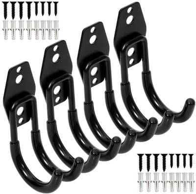 Dailygoods- Wandhaak Zware Duurzame IJzer - Wandhaak Antislip - Garage Haak - J-Haak - Multifunctionele Hanger - Max. Draagcapaciteit 29 kg - Opslaghaak