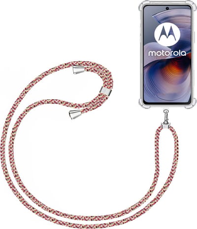 Telefoonkoord + Hoesje Geschikt voor Motorola Moto G15 - Lengte Verstelbaar - Telefoonketting - Shock Proof Case - Meerkleurig